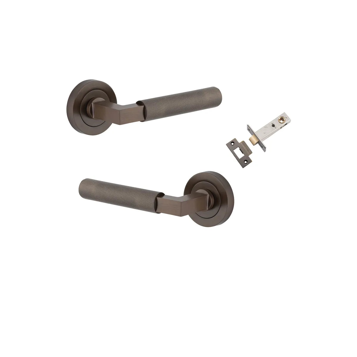 Brunswick Lever - Round Rose Passage Kit in Signature Brass - rear mounting detail