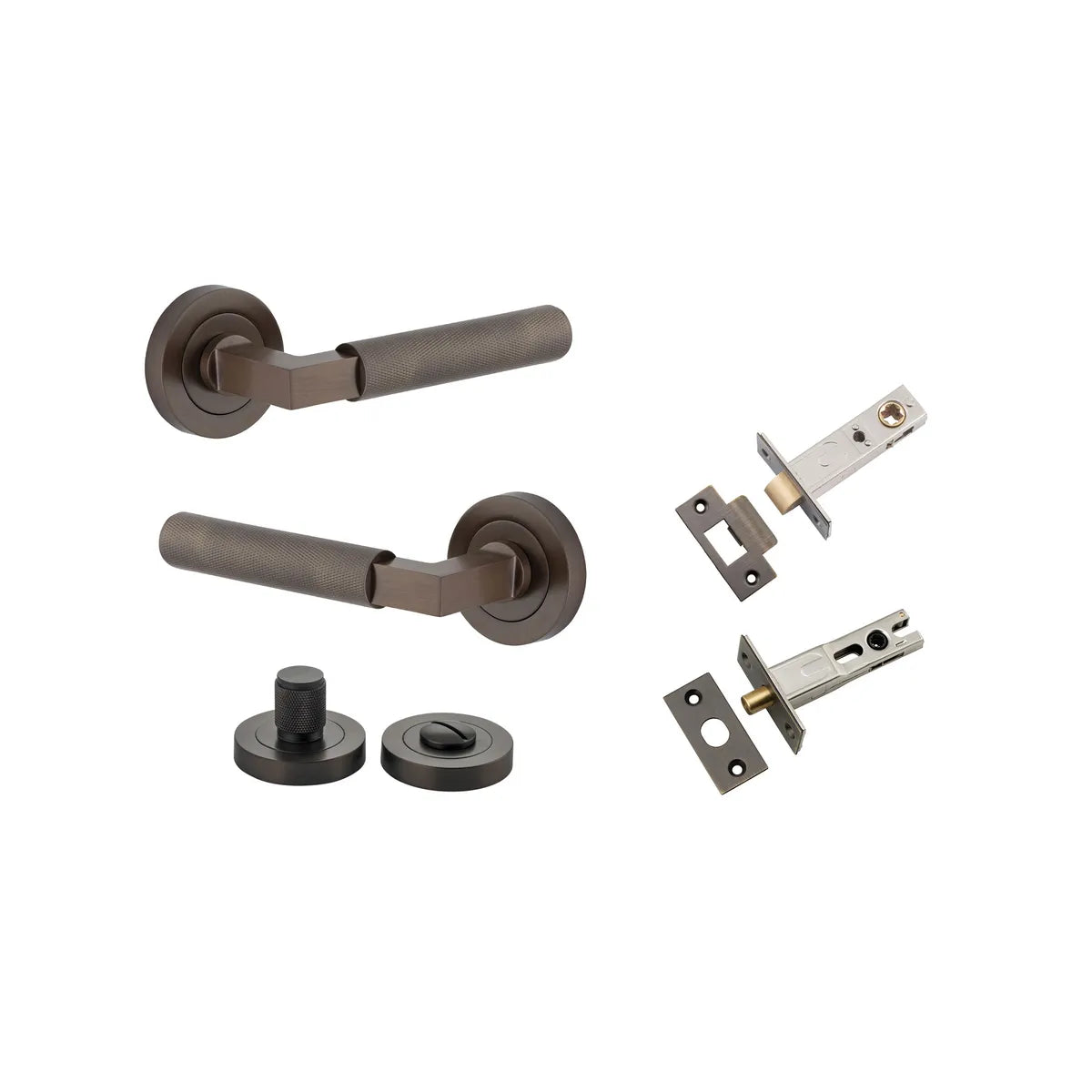 Brunswick Lever - Round Rose Privacy Kit