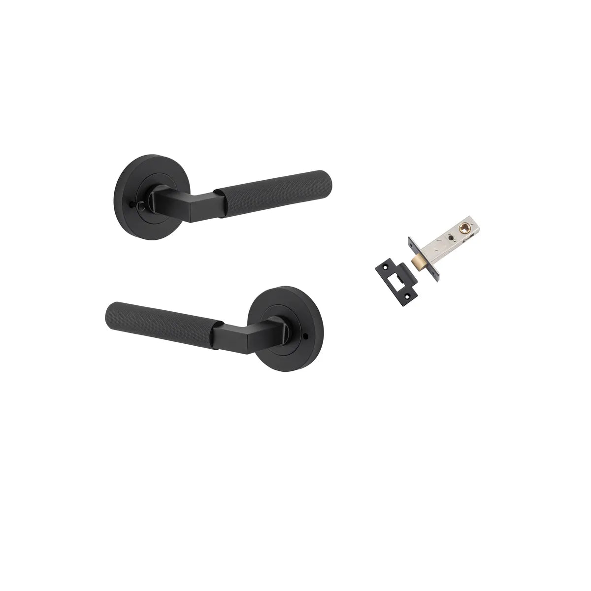 Brunswick Lever - Round Rose Privacy Kit (Inbuilt Privacy) in Matt Black - privacy set configuration