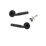 Brunswick Lever - Round Rose Passage Kit in Brushed Chrome - close-up detail view