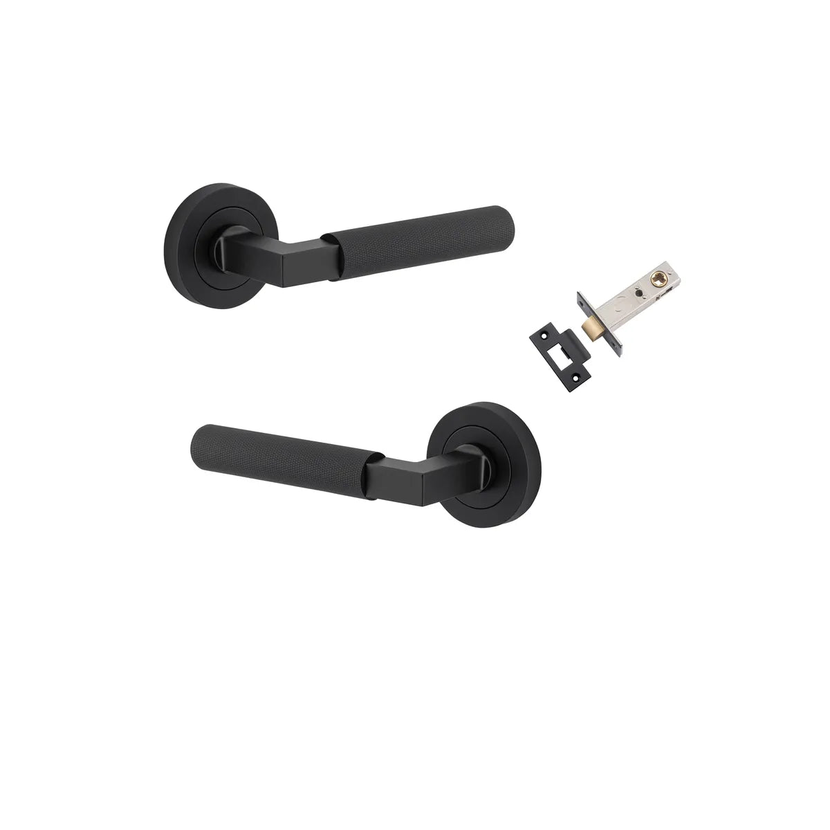 Brunswick Lever - Round Rose Passage Kit in Brushed Chrome - close-up detail view