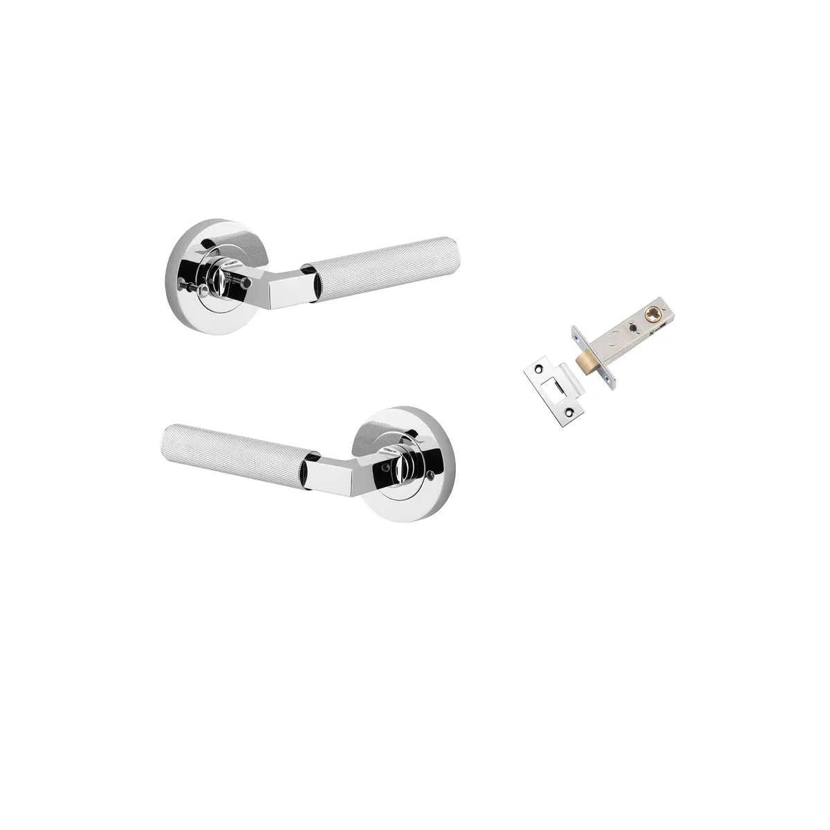 Brunswick Lever - Round Rose Privacy Kit (Inbuilt Privacy) in Polished Chrome - privacy set configuration