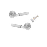 Brunswick Lever - Round Rose Passage Kit in Brushed Chrome - front view