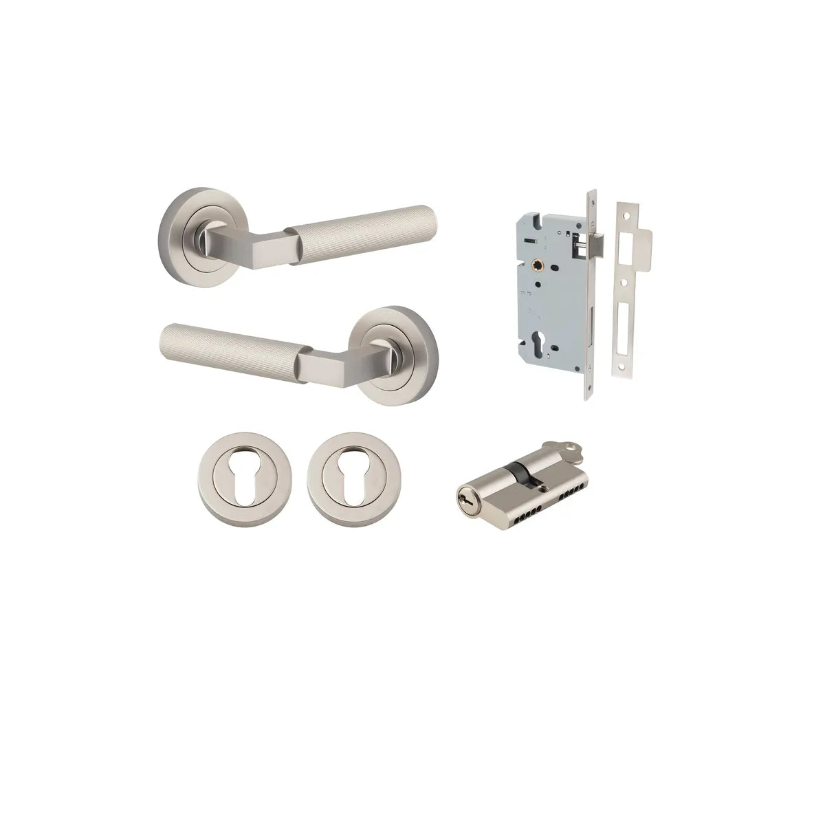 Brunswick Lever - Round Rose Entrance Kit with High Security Lock - entrance set configuration (5 of 12)