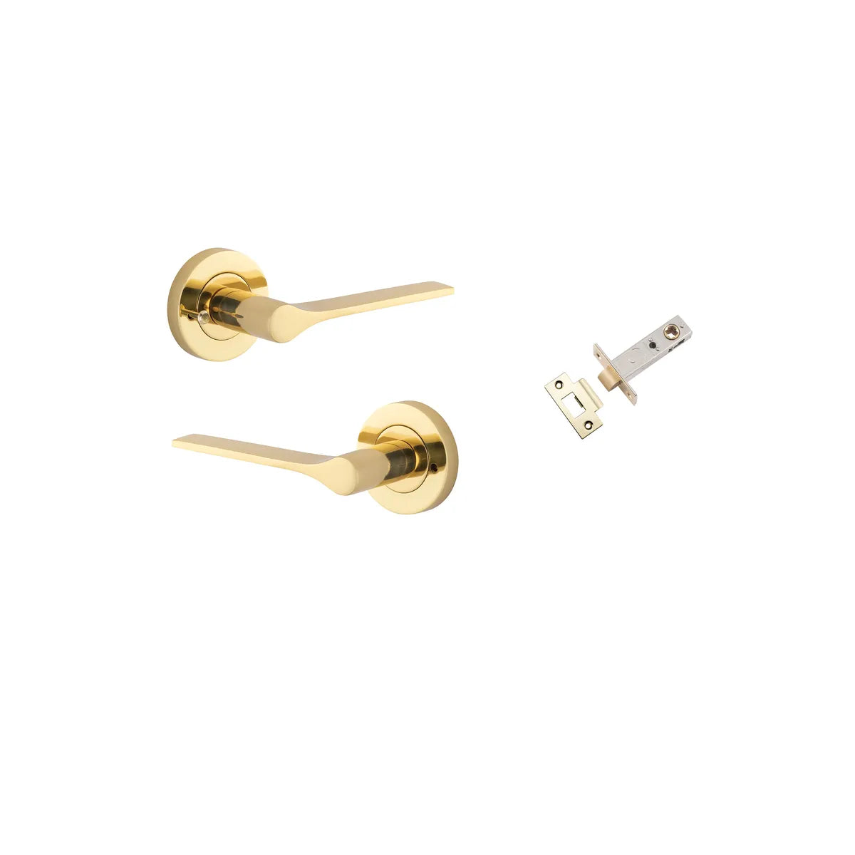 Como Lever - Round Rose Privacy Kit (Inbuilt Privacy) in Polished Brass - privacy set configuration