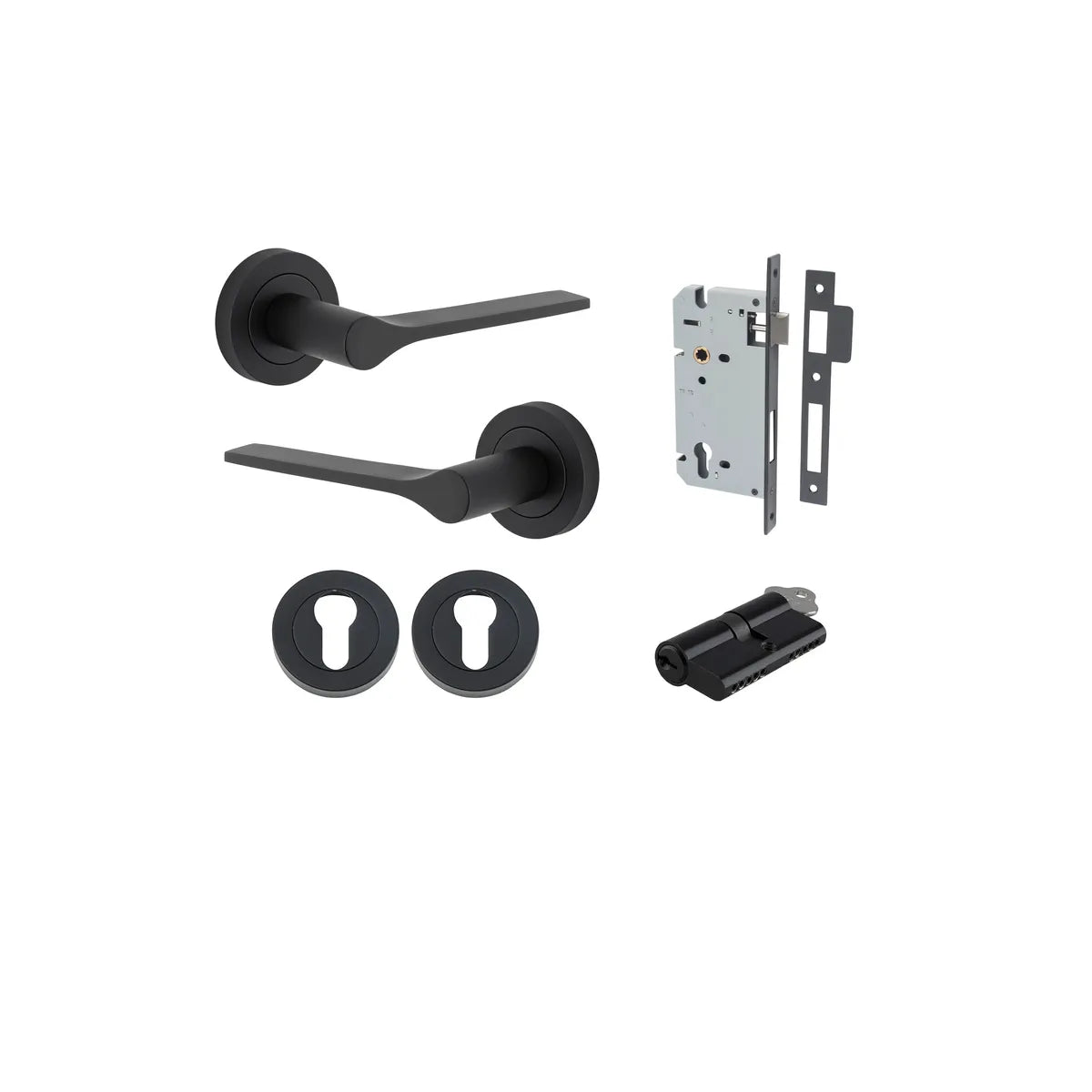 Como Lever - Round Rose Entrance Kit with High Security Lock - entrance set configuration (3 of 14)