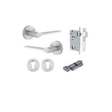 Como Lever - Round Rose Entrance Kit with High Security Lock in Brushed Brass - entrance set configuration