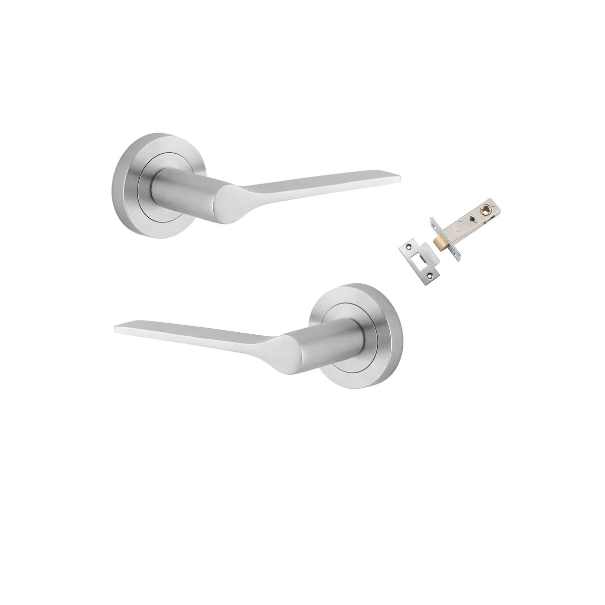 Como Lever - Round Rose Passage Kit in Brushed Chrome - angled product view