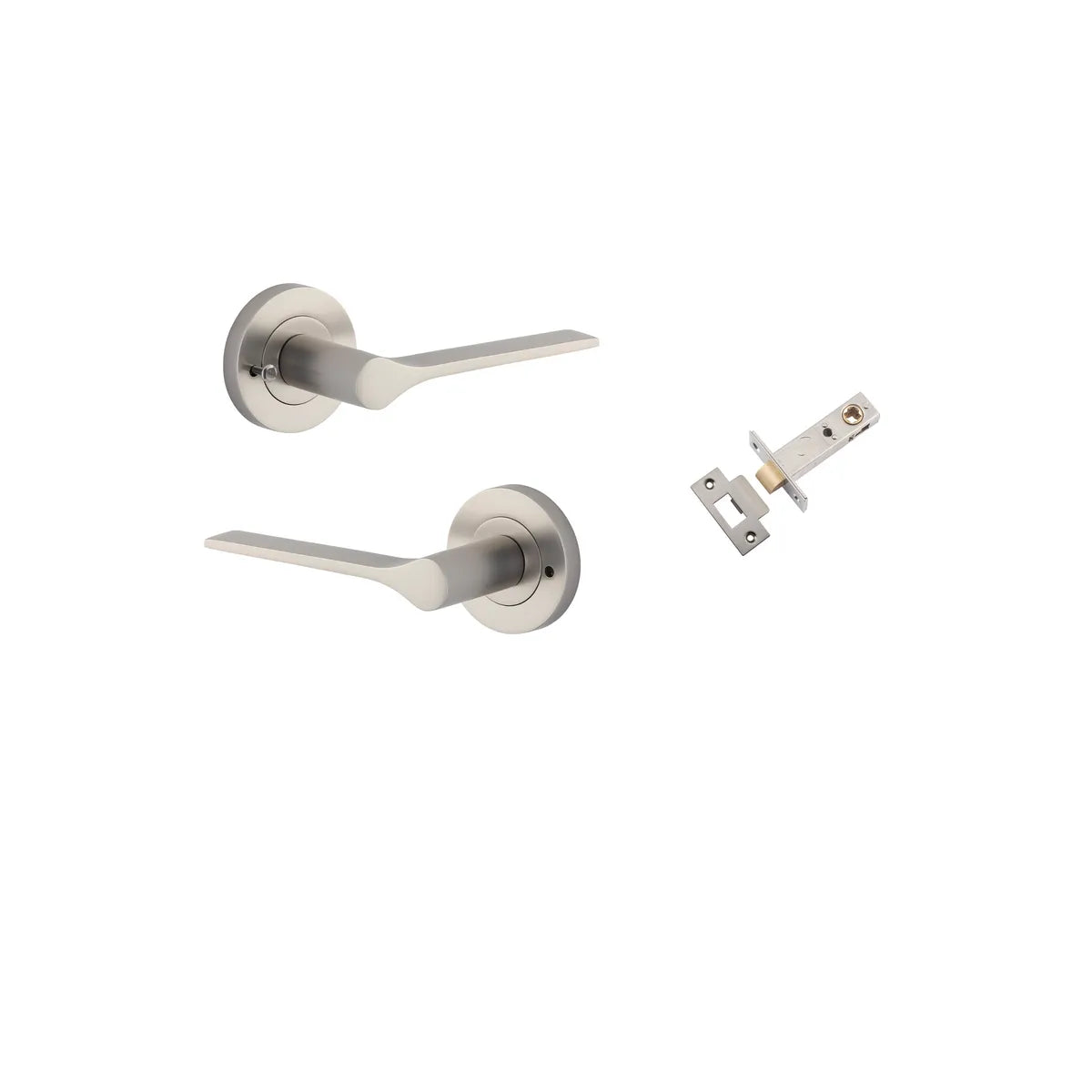 Como Lever - Round Rose Privacy Kit (Inbuilt Privacy) in Satin Nickel - privacy set configuration