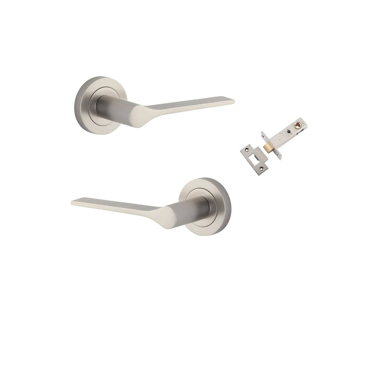 Como Lever - Round Rose Passage Kit in Brushed Brass - rear mounting detail