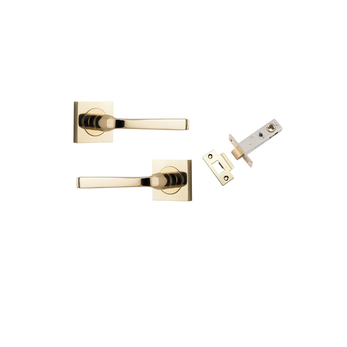 Annecy Lever - Square Rose Passage Kit in Polished Brass - alternative product view