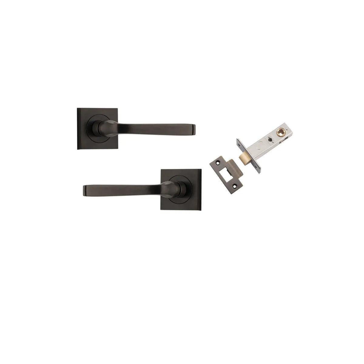 Annecy Lever - Square Rose Passage Kit in Signature Brass - front view
