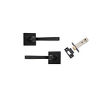 Annecy Lever - Square Rose Passage Kit in Matt Black - side profile view