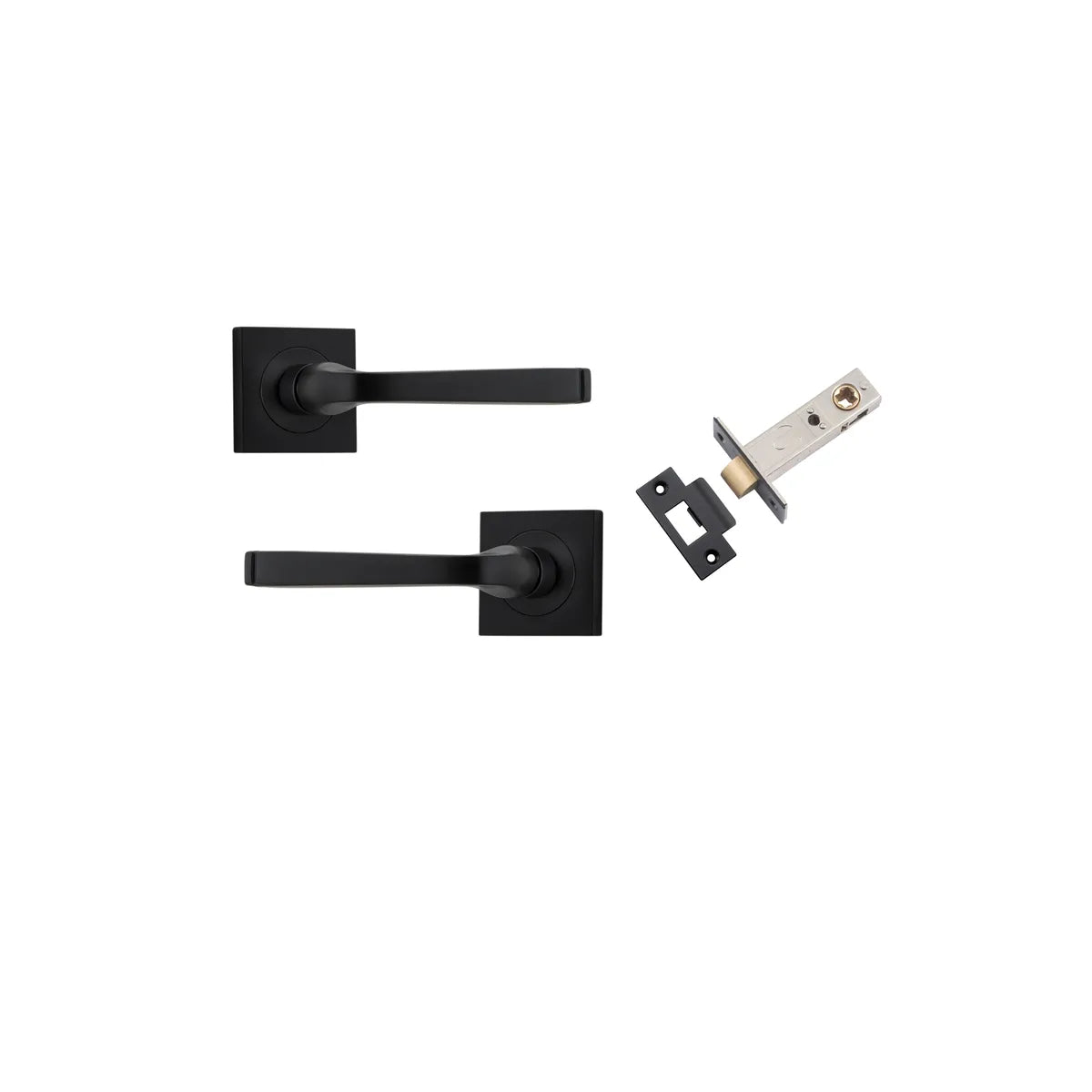 Annecy Lever - Square Rose Passage Kit in Matt Black - side profile view