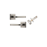 Annecy Lever - Square Rose Passage Kit in Satin Nickel - full product view