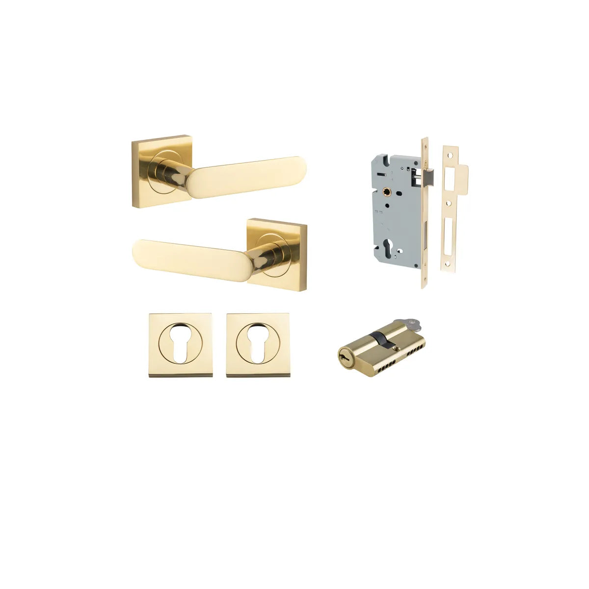 Bronte Lever - Square Rose Entrance Kit with High Security Lock - entrance set configuration (4 of 14)