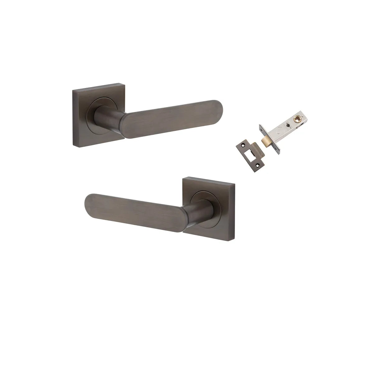 Bronte Lever - Square Rose Passage Kit in Signature Brass - rear mounting detail