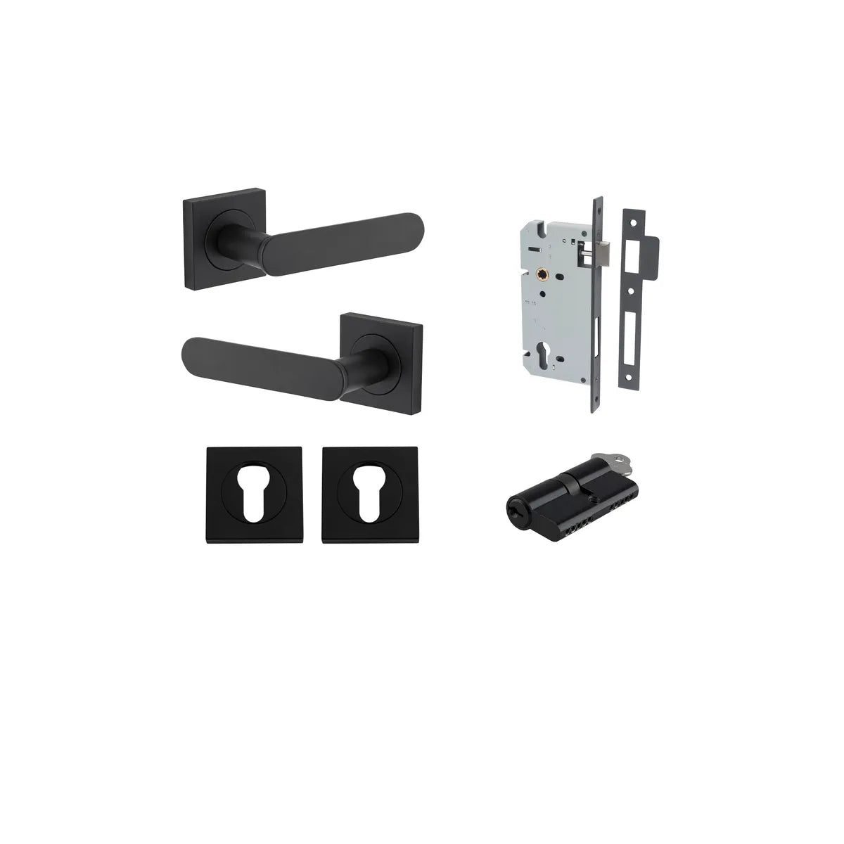 Bronte Lever - Square Rose Entrance Kit with High Security Lock - entrance set configuration (3 of 14)