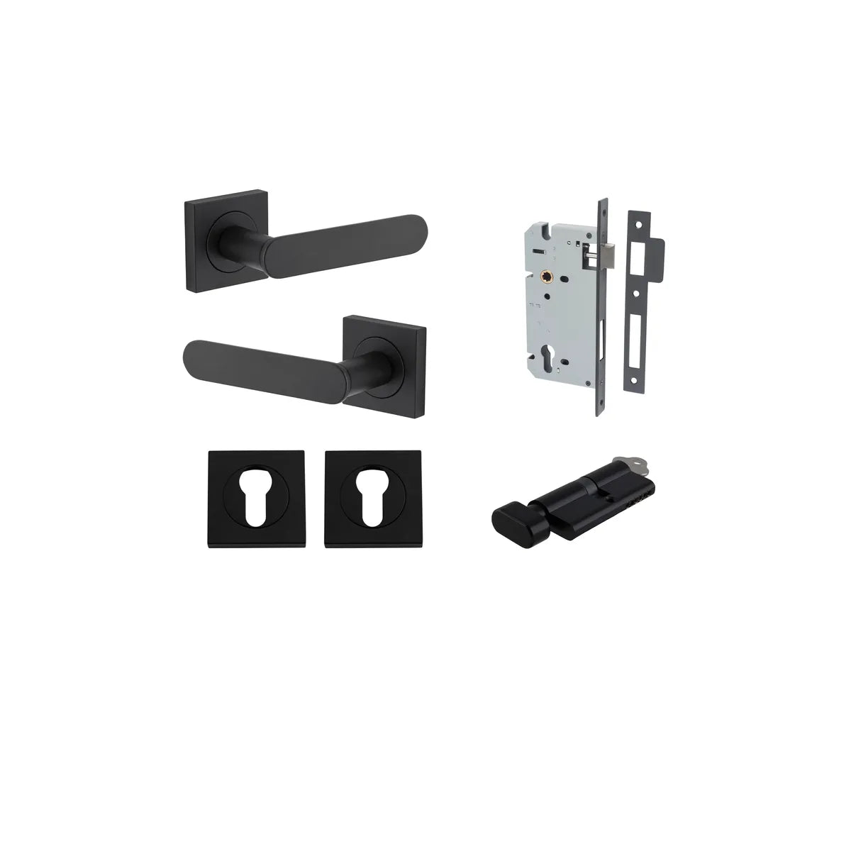 Bronte Lever - Square Rose Entrance Kit with High Security Lock - entrance set configuration (10 of 14)