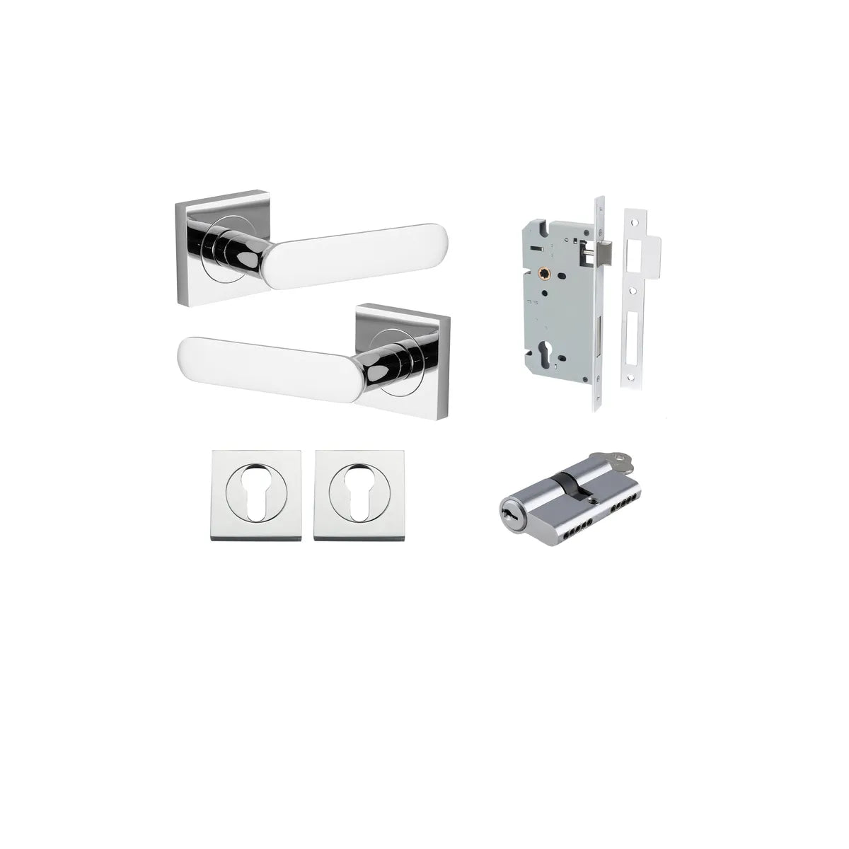 Bronte Lever - Square Rose Entrance Kit with High Security Lock - entrance set configuration (5 of 14)