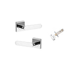 Bronte Lever - Square Rose Privacy Kit (Inbuilt Privacy) in Polished Chrome - privacy set configuration