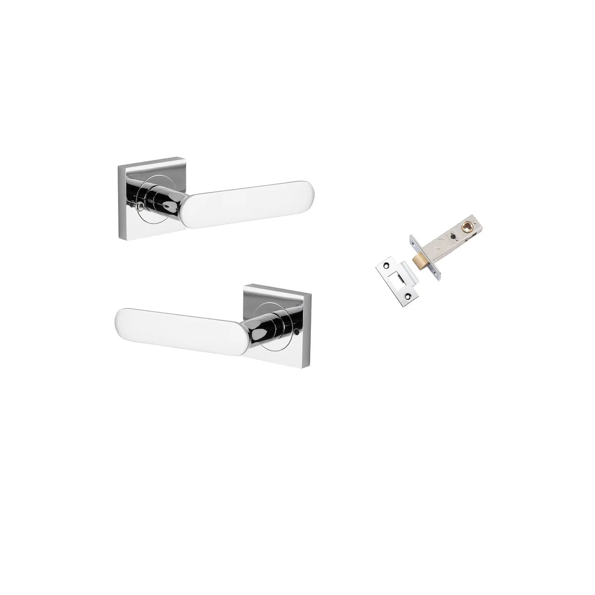 Bronte Lever - Square Rose Privacy Kit (Inbuilt Privacy) in Polished Chrome - privacy set configuration