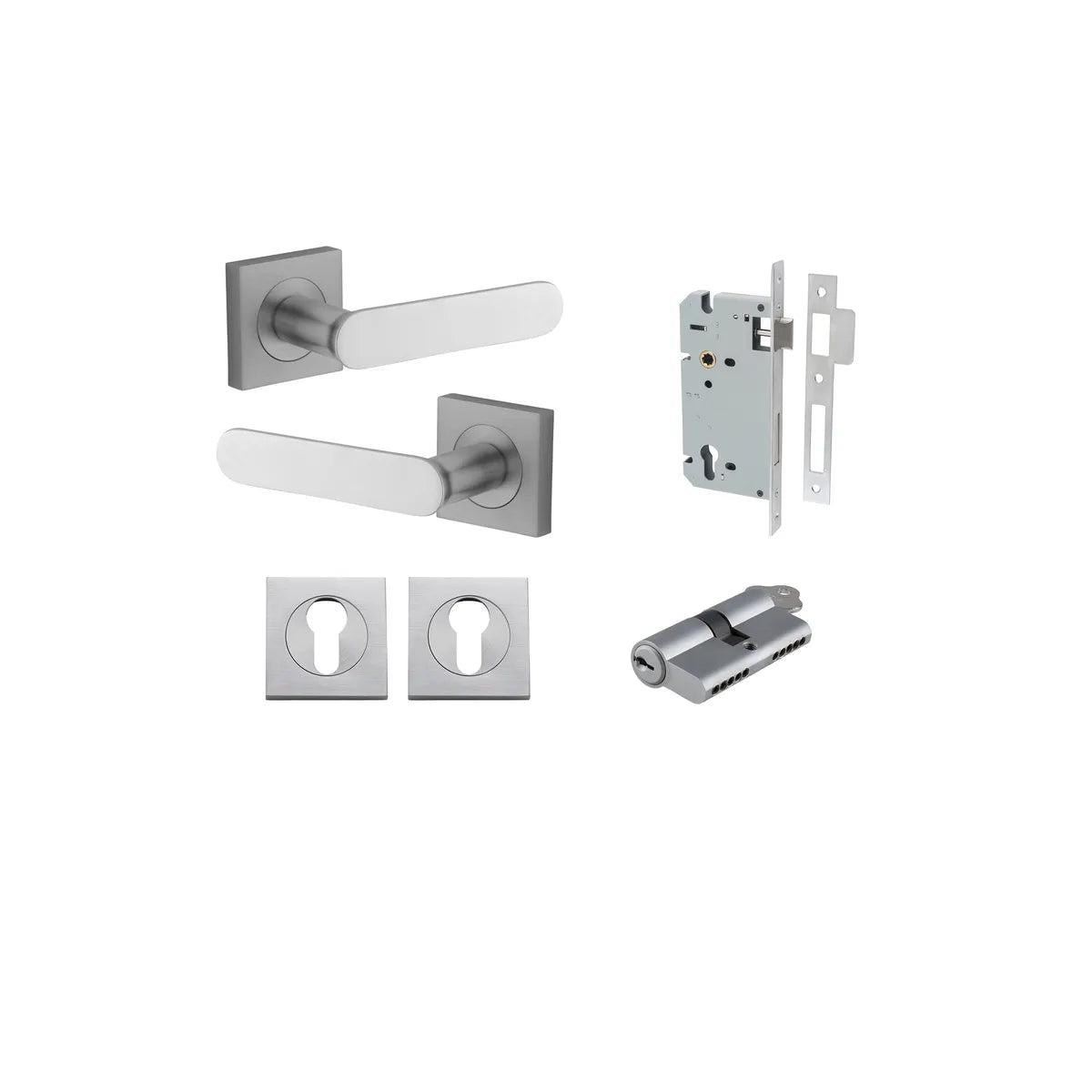 Bronte Lever - Square Rose Entrance Kit with High Security Lock