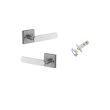 Bronte Lever - Square Rose Privacy Kit (Inbuilt Privacy) in Brushed Chrome - privacy set configuration