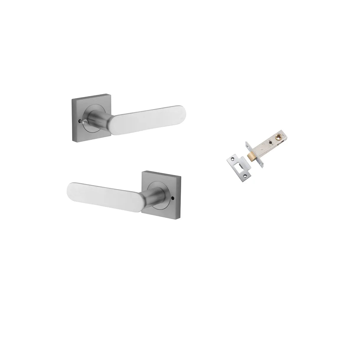 Bronte Lever - Square Rose Privacy Kit (Inbuilt Privacy) in Brushed Chrome - privacy set configuration