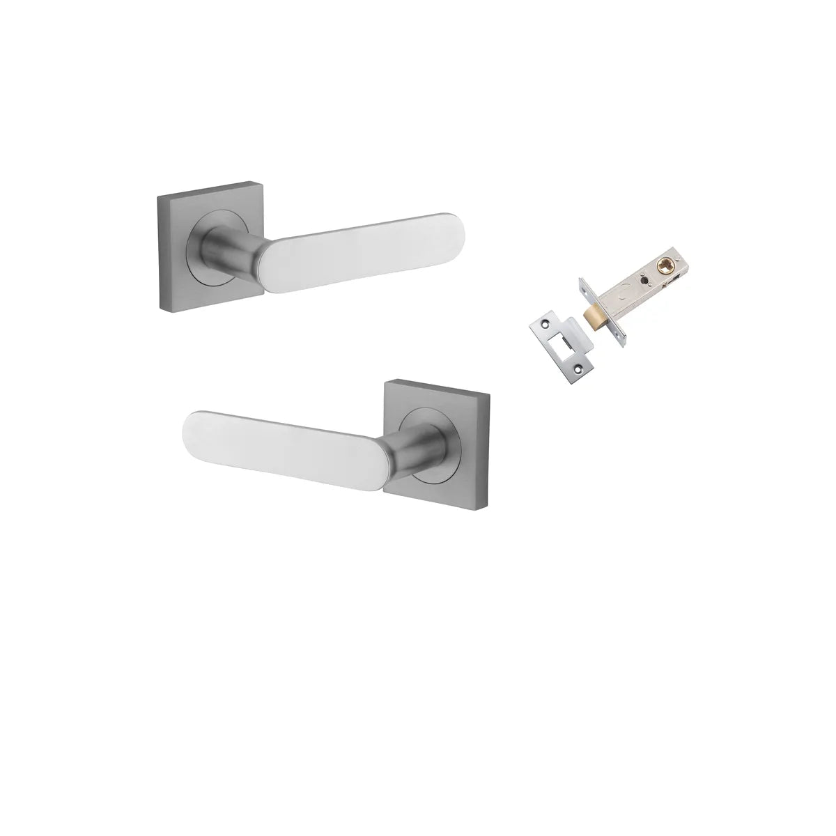 Bronte Lever - Square Rose Passage Kit in Brushed Chrome - angled product view