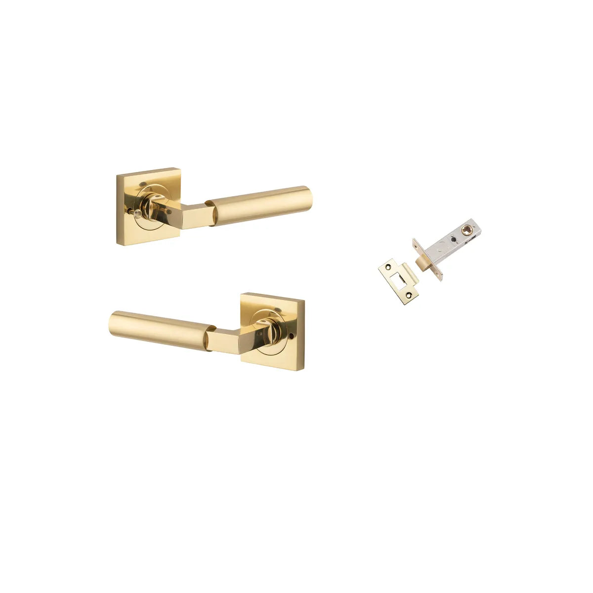 Berlin Lever - Square Rose Privacy Kit (Inbuilt Privacy) in Polished Brass - privacy set configuration
