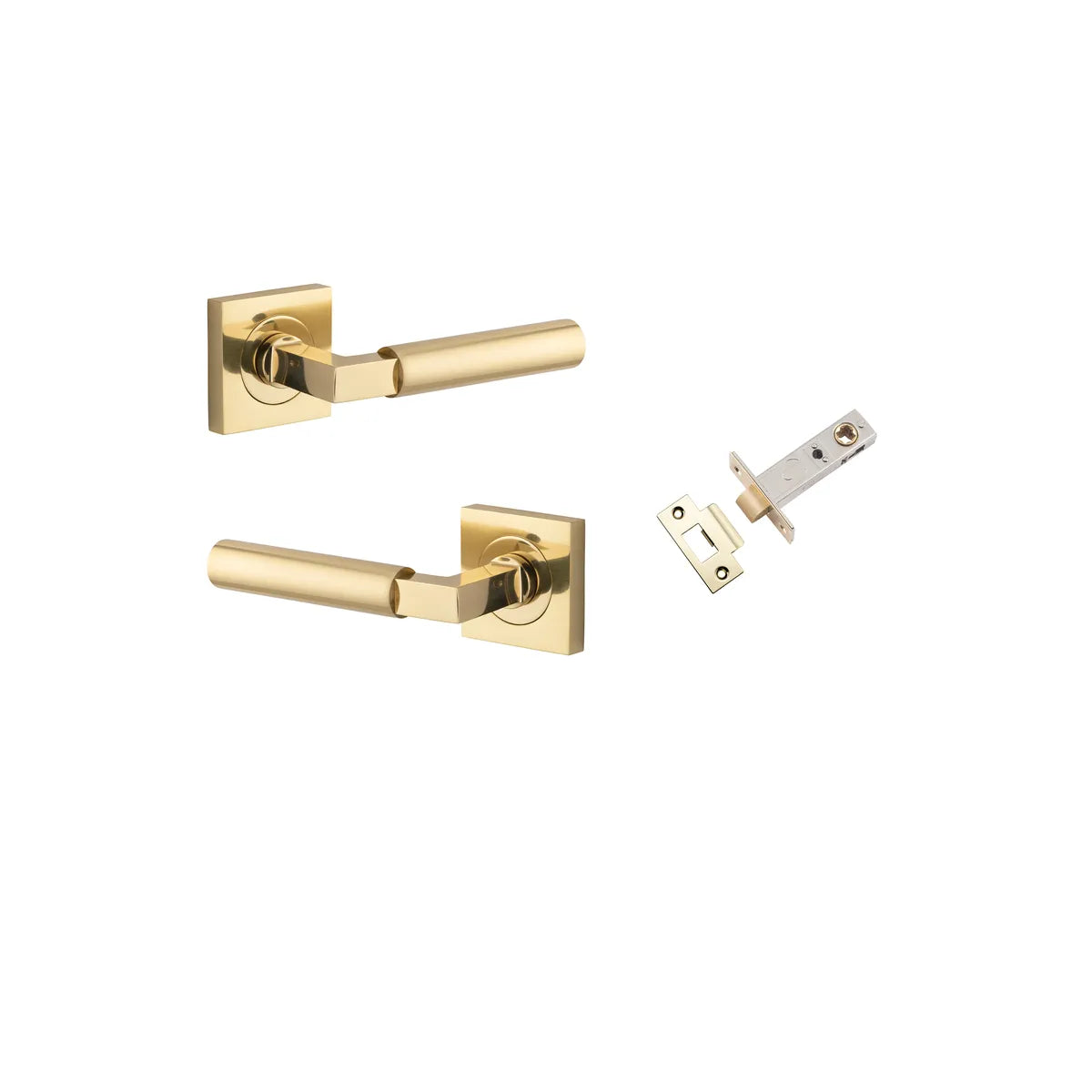 Berlin Lever - Square Rose Passage Kit in Brushed Chrome - side profile view