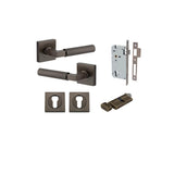 Berlin Lever - Square Rose Entrance Kit with High Security Lock in Brushed Chrome - entrance set configuration