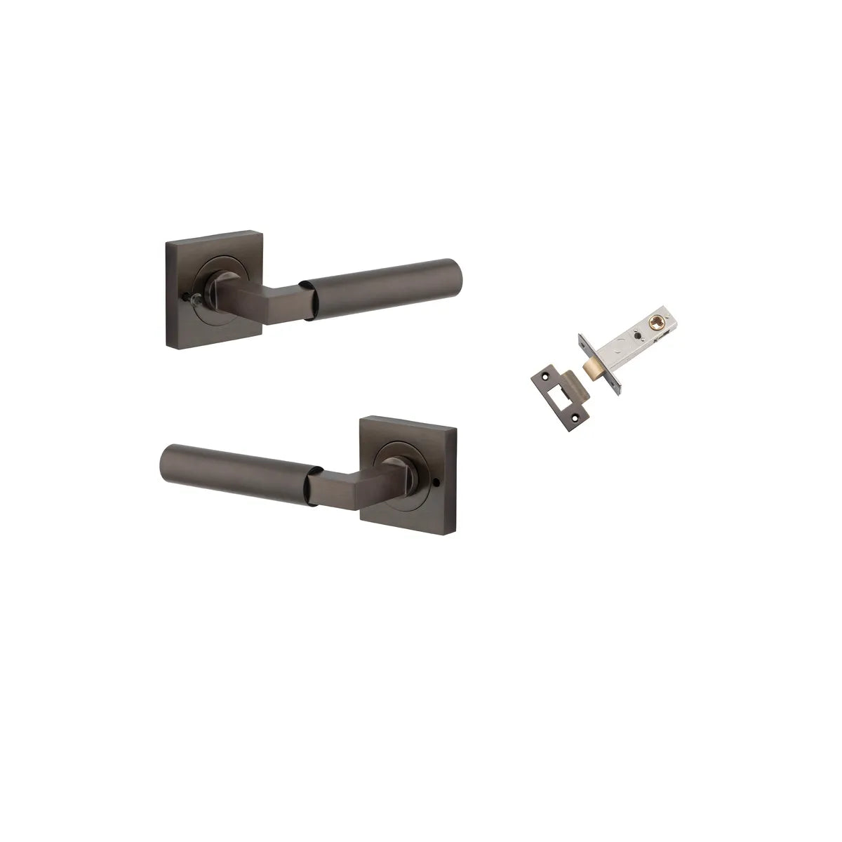 Berlin Lever - Square Rose Privacy Kit (Inbuilt Privacy) in Signature Brass - privacy set configuration