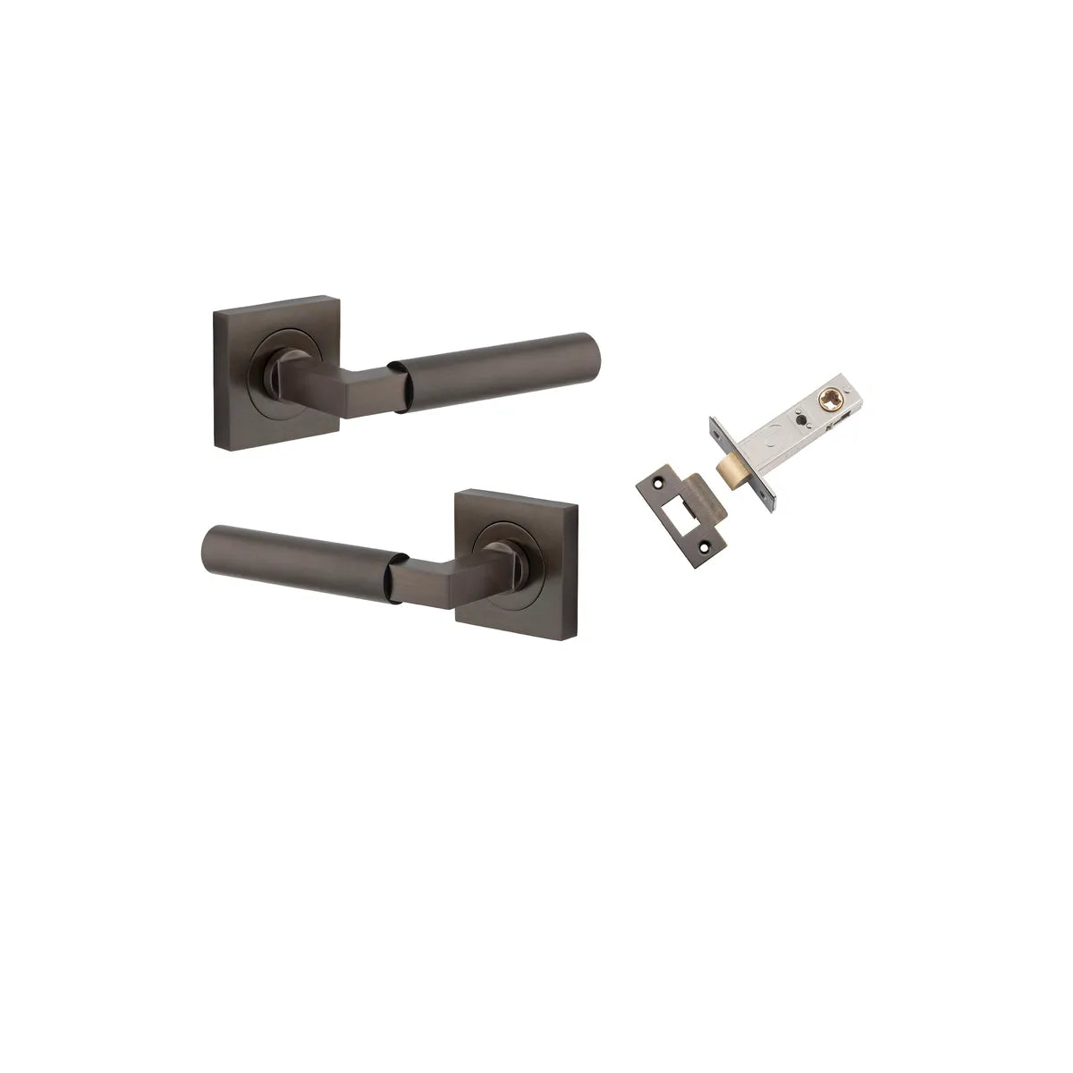 Berlin Lever - Square Rose Passage Kit in Signature Brass - finish and profile close-up