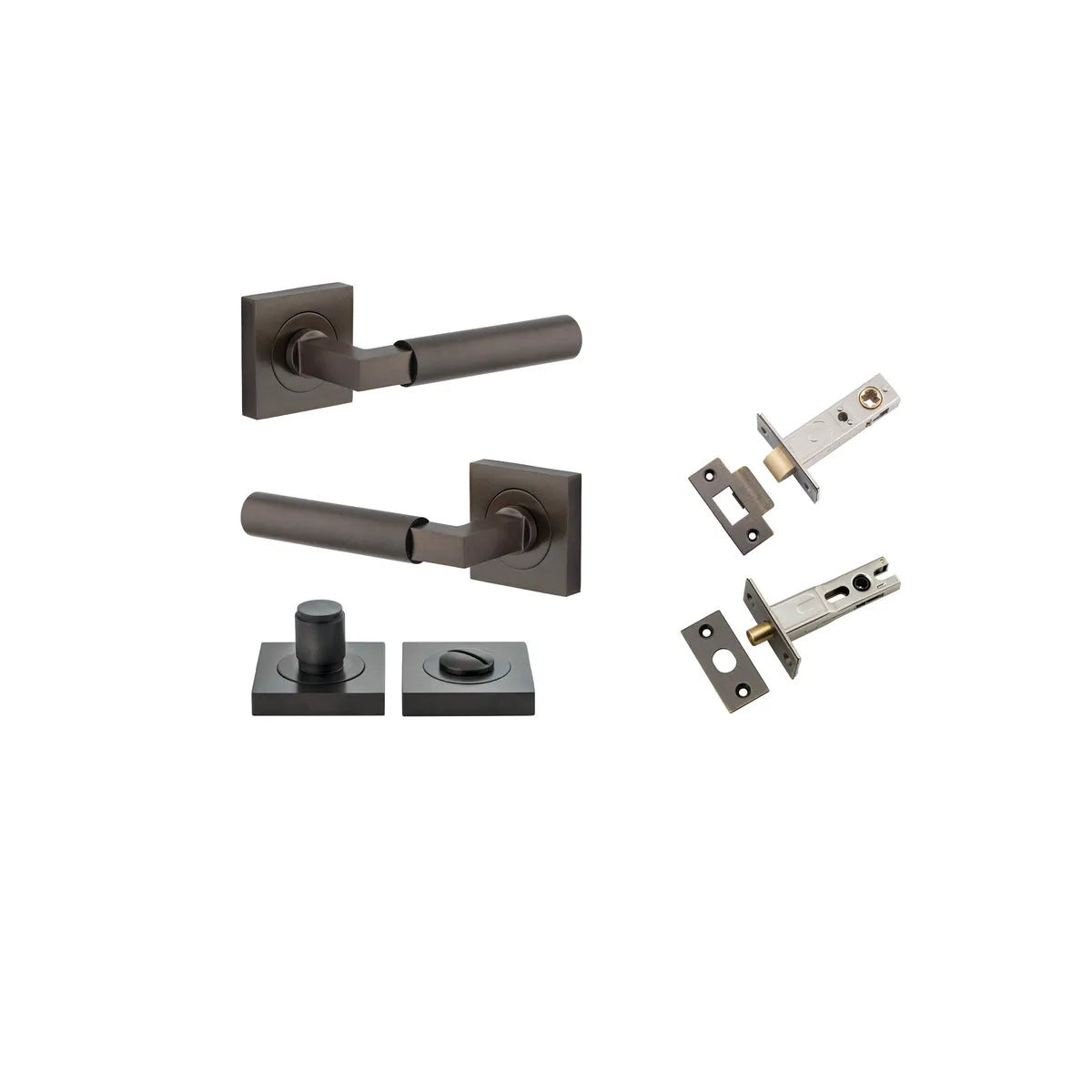 Berlin Lever - Square Rose Privacy Kit in Brushed Brass - privacy set configuration (7 of 7)