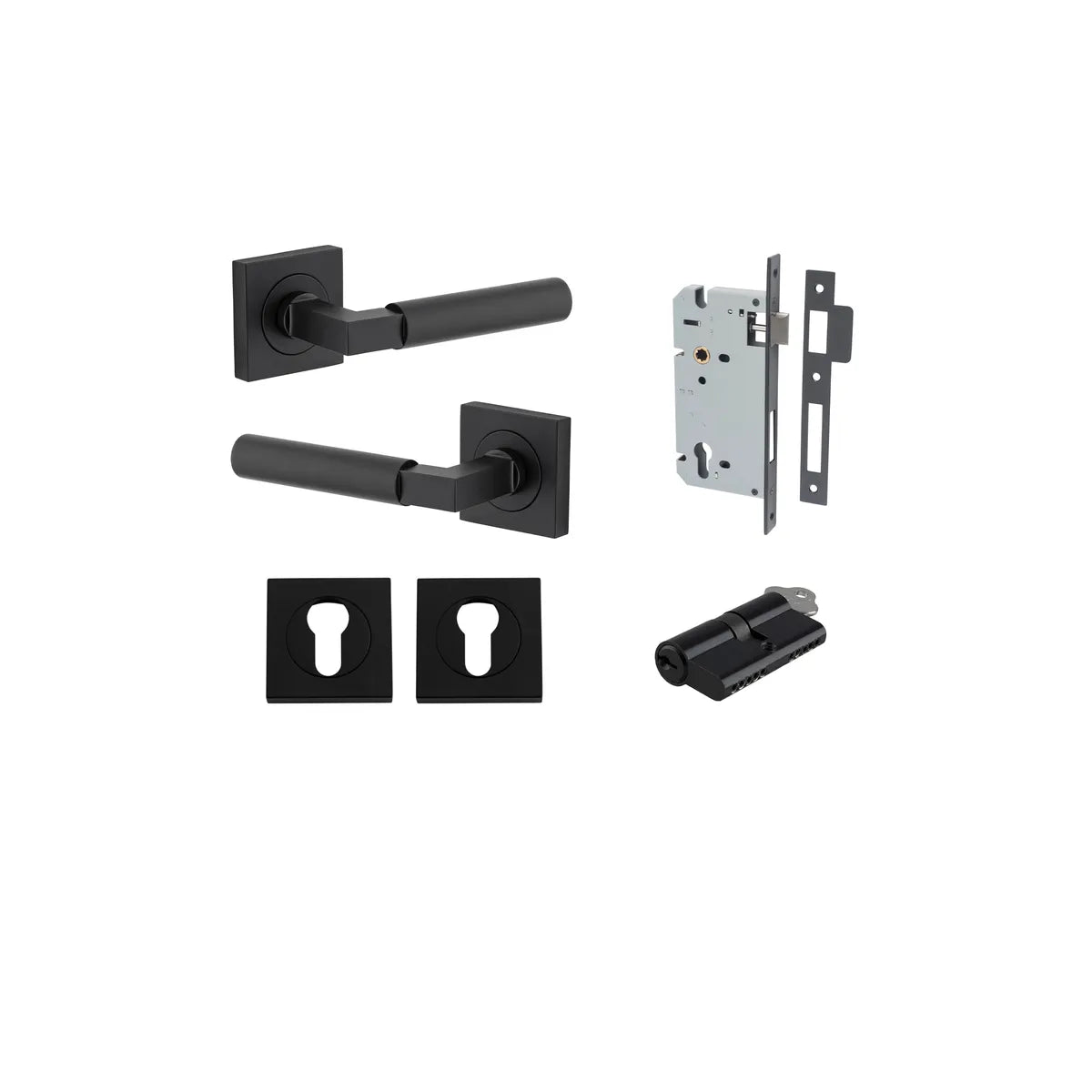 Berlin Lever - Square Rose Entrance Kit with High Security Lock - entrance set configuration (3 of 14)