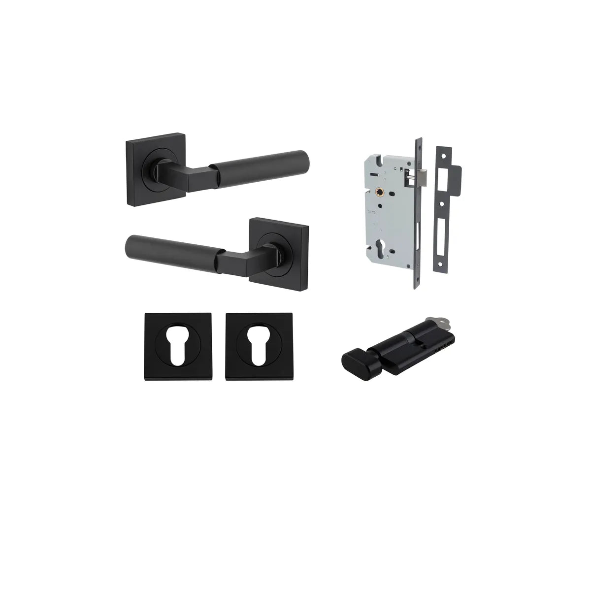 Berlin Lever - Square Rose Entrance Kit with High Security Lock - entrance set configuration (10 of 14)