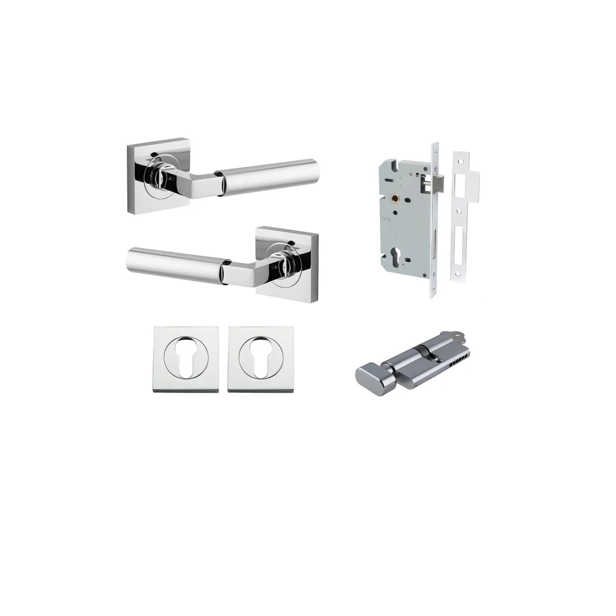 Berlin Lever - Square Rose Entrance Kit with High Security Lock - entrance set configuration (12 of 14)