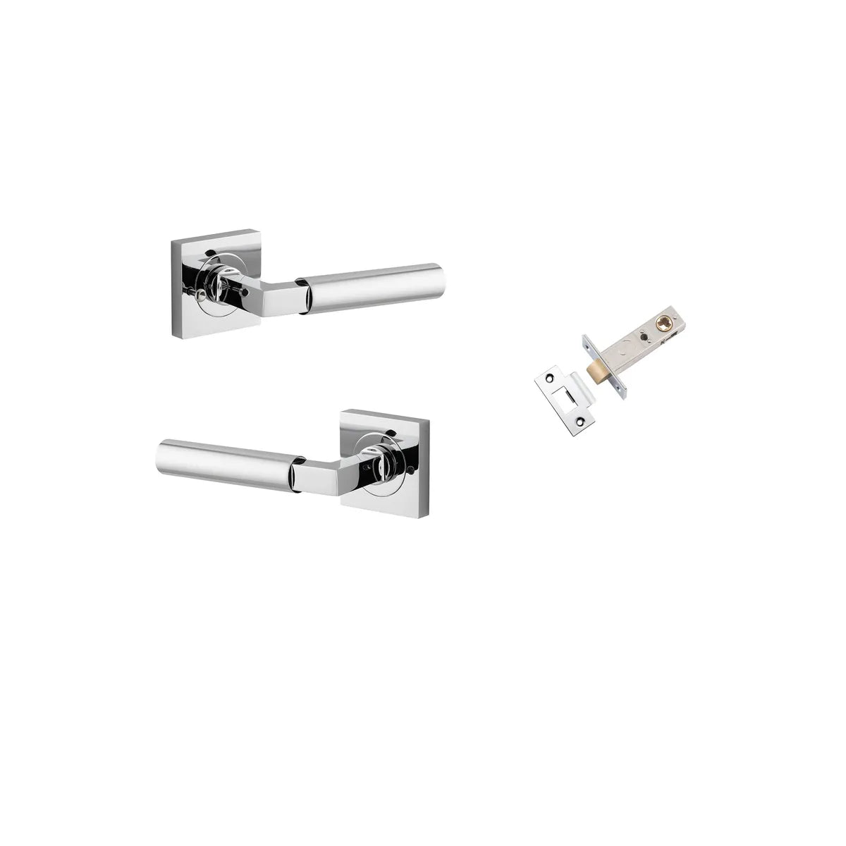 Berlin Lever - Square Rose Privacy Kit (Inbuilt Privacy) in Polished Chrome - privacy set configuration