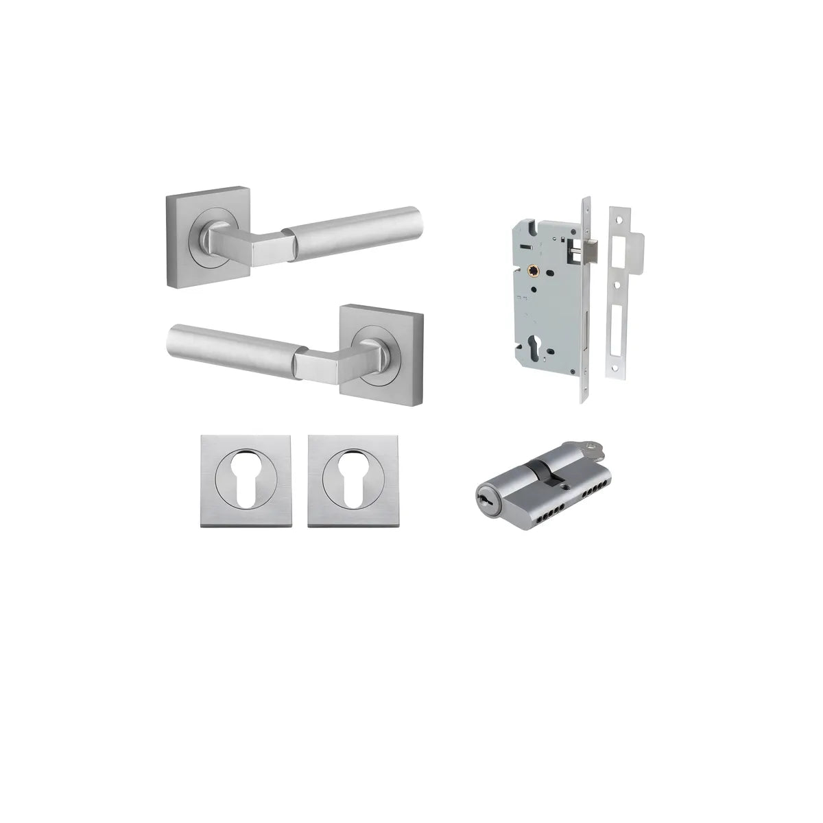 Berlin Lever - Square Rose Entrance Kit with High Security Lock - entrance set configuration (2 of 14)