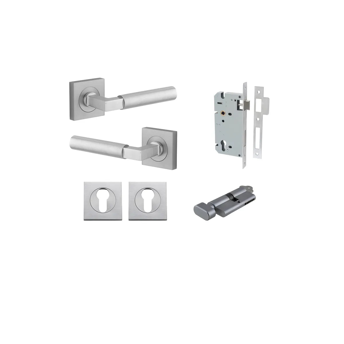 Berlin Lever - Square Rose Entrance Kit with High Security Lock - entrance set configuration (9 of 14)