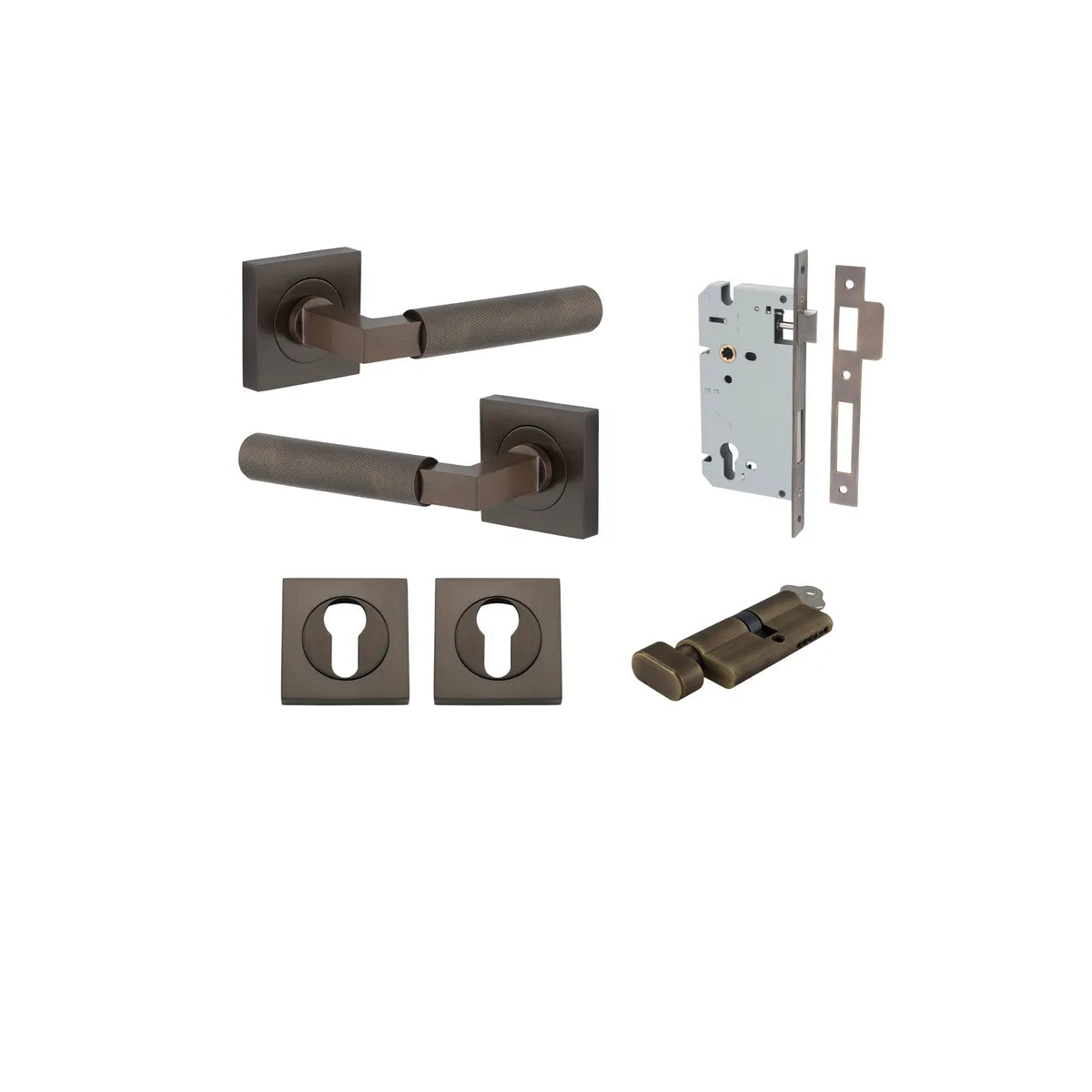 Brunswick Lever - Square Rose Entrance Kit with High Security Lock - entrance set configuration (12 of 12)