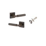 Brunswick Lever - Square Rose Privacy Kit (Inbuilt Privacy) in Signature Brass - privacy set configuration