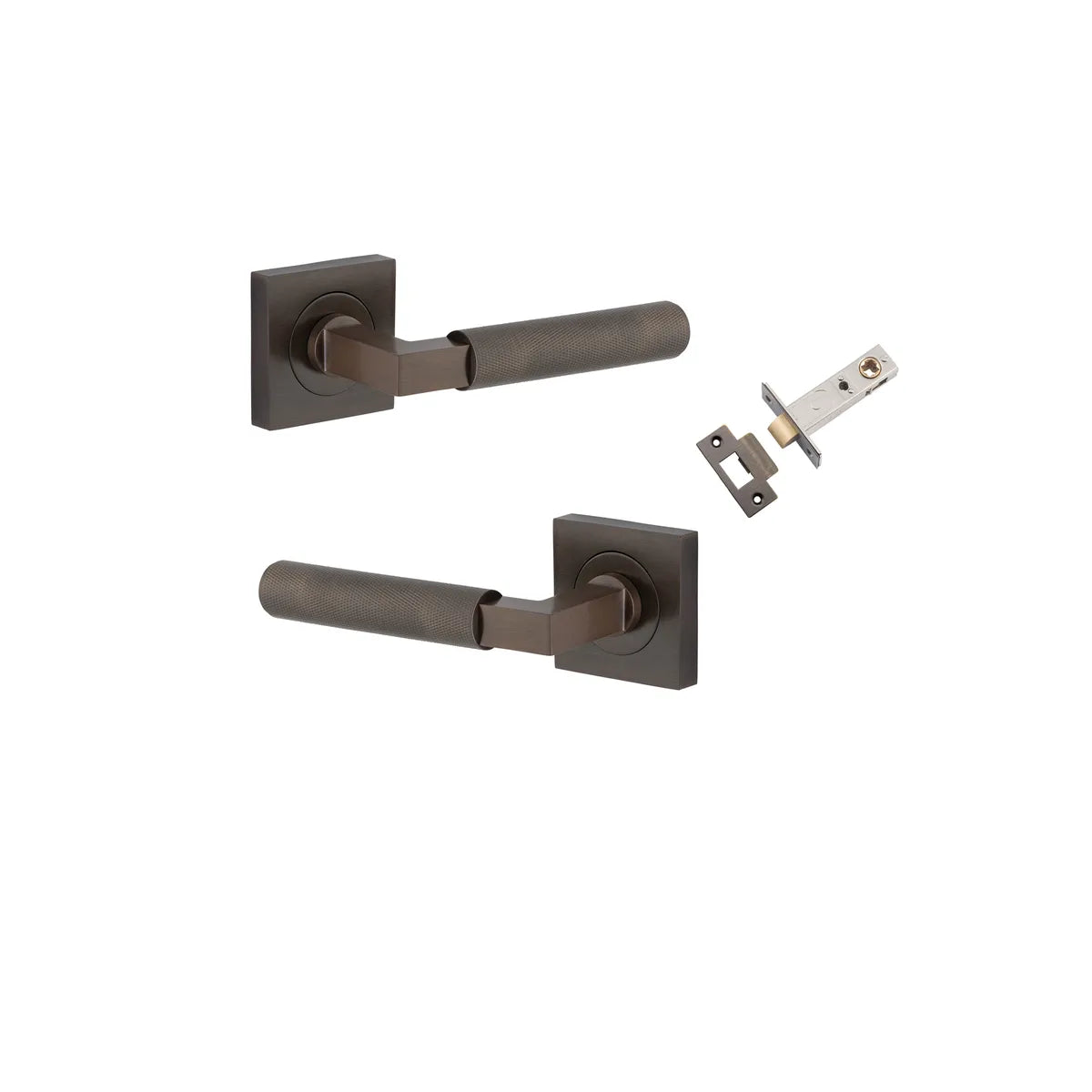 Brunswick Lever - Square Rose Passage Kit in Signature Brass - rear mounting detail