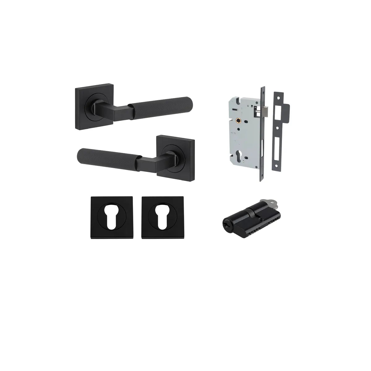 Brunswick Lever - Square Rose Entrance Kit with High Security Lock - entrance set configuration (3 of 12)