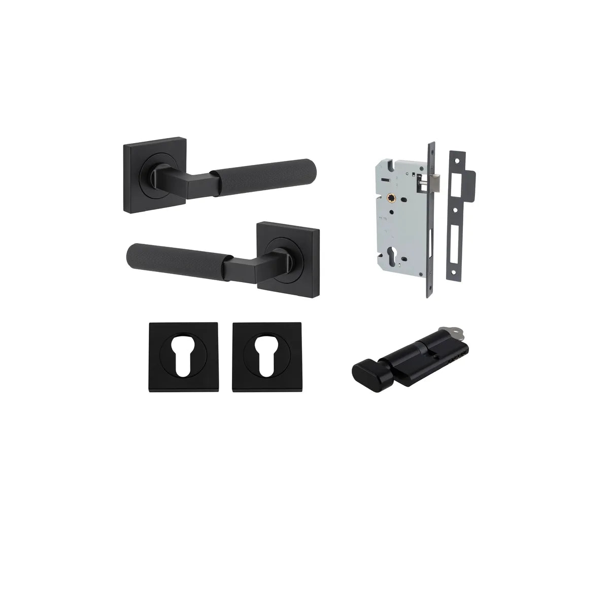 Brunswick Lever - Square Rose Entrance Kit with High Security Lock - entrance set configuration (9 of 12)