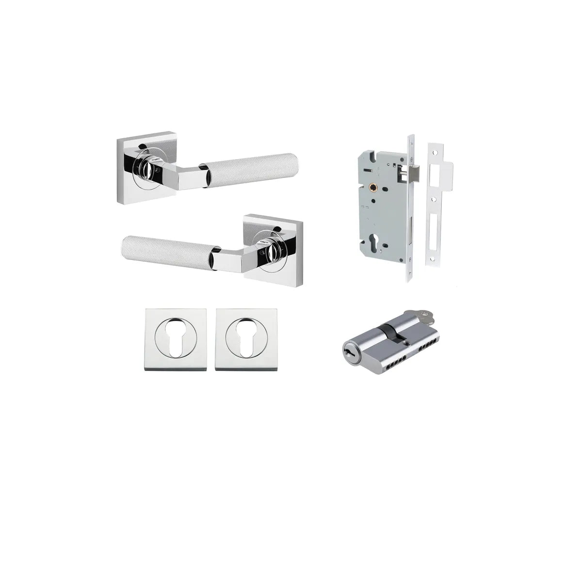 Brunswick Lever - Square Rose Entrance Kit with High Security Lock - entrance set configuration (4 of 12)