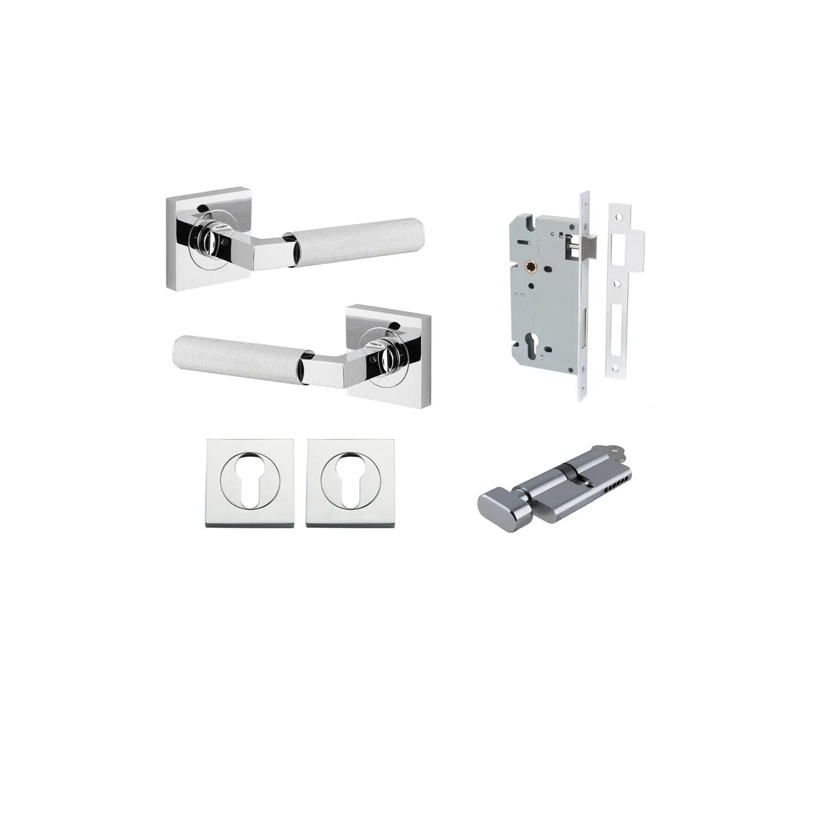 Brunswick Lever - Square Rose Entrance Kit with High Security Lock - entrance set configuration (10 of 12)