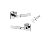 Brunswick Lever - Square Rose Passage Kit in Polished Chrome - side profile view